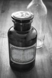 Glass Pharmacy Bottles with old  Labels